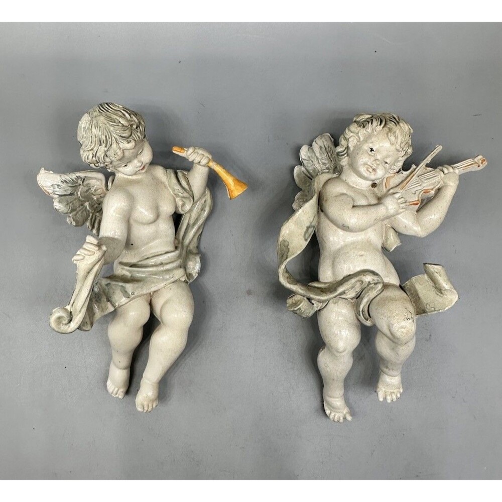 Italy Cherub Angel Musical Instrument Figure 5” Set